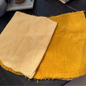 Anthropologie Airy Gauze Reversible Pillow Covers - Yellow Set/2